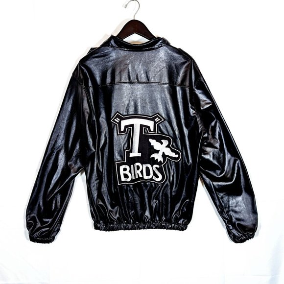 Unbranded Other - Men GREASE T-Birds PU Faux Leather Jacket Size Large Full Zip Rockabilly Costume